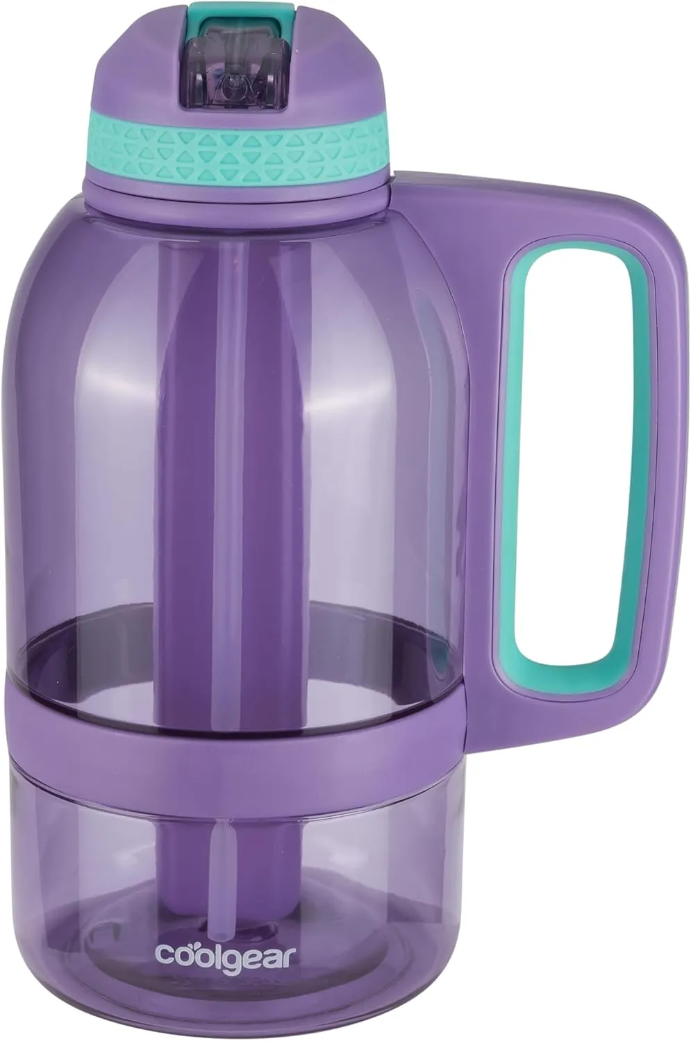 COOL GEAR 2-Pack 64 oz System Sports Water Bottle with Freezer Stick and Handle | Durable, Shatter Resistant Tritan™ Material - Purple/Pink