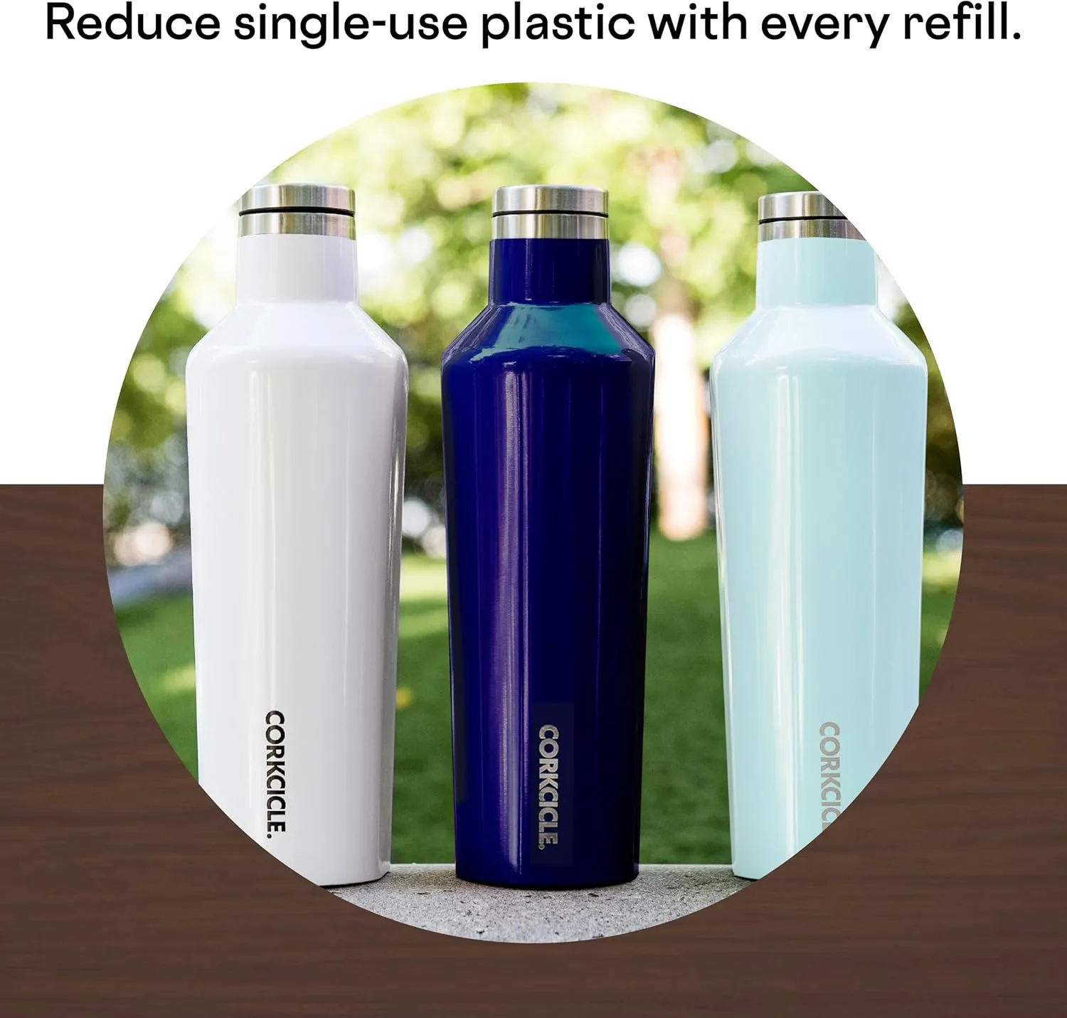 Corkcicle Insulated Canteen, Walnut Wood, 25 oz – Cupholder Friendly Water Bottle with Screw-On Cap Keeps Drinks Cold for 25hrs, Hot 12hrs