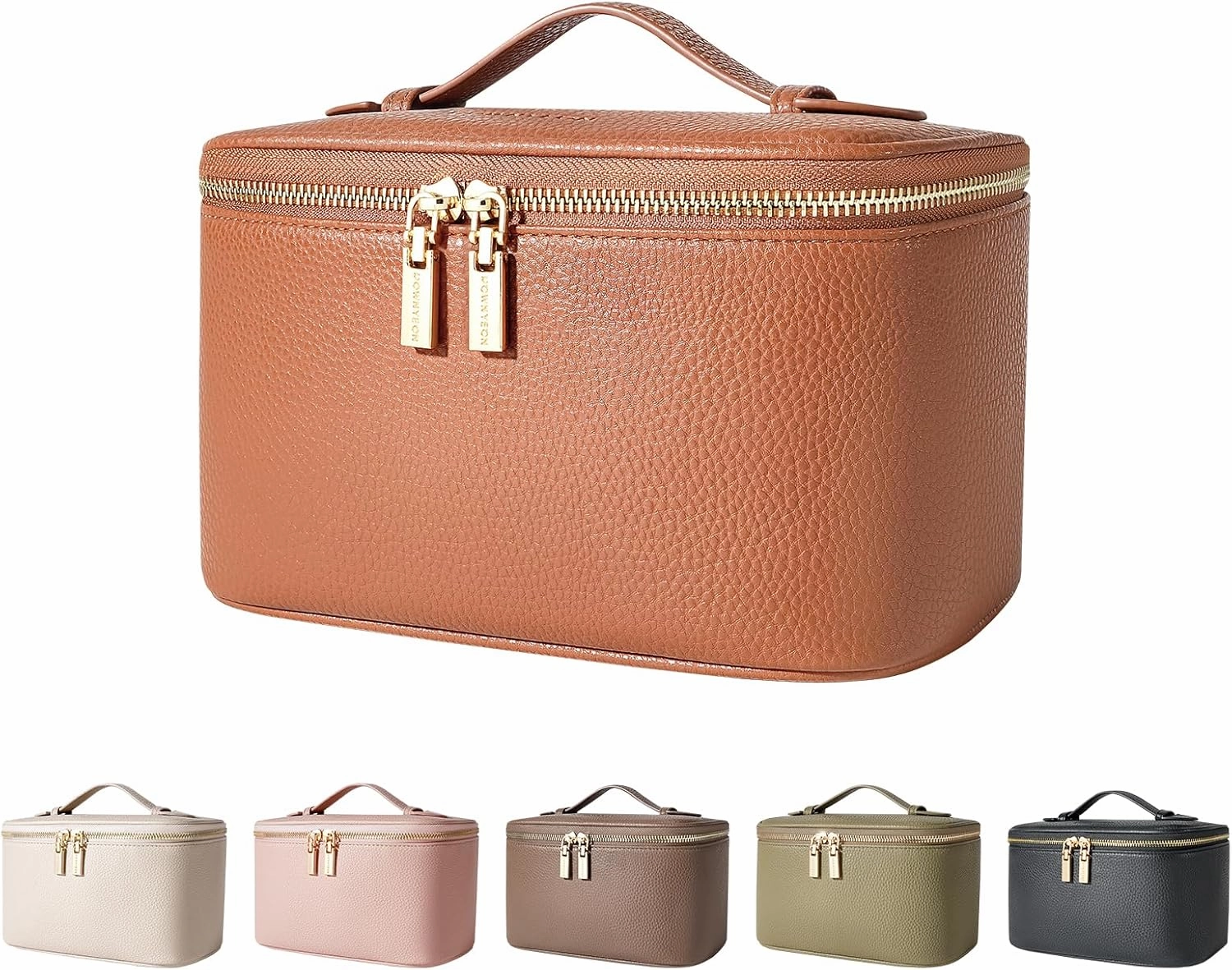 Cosmetic Bag,ROWNYEON Makeup Bag,Portable Makeup Train Case,Travel Toiletry Bag Case Organizer for Women,Brown