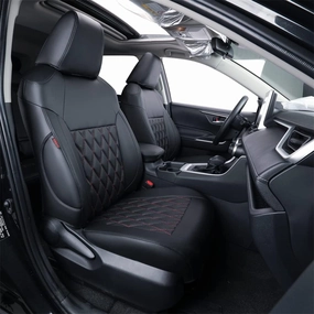coverdream Corolla Cross Waterproof Leather Seat Covers Custom Fit for 2022-2025 Toyota Corolla Cross L,LE,XLE (Non-Hybrid),Full Coverage,Airbag Compatible Car Seat Protector(Full Set,Red/Black)