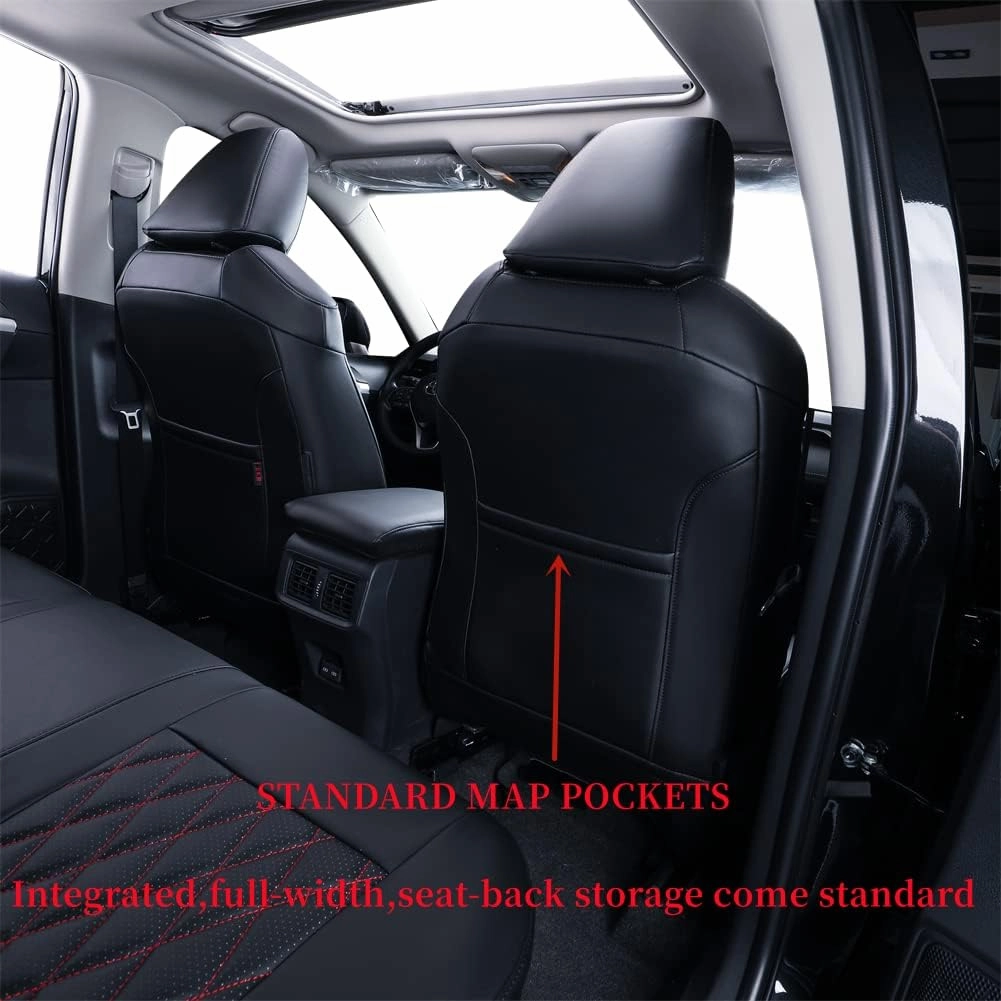 coverdream Corolla Cross Waterproof Leather Seat Covers Custom Fit for 2022-2025 Toyota Corolla Cross L,LE,XLE (Non-Hybrid),Full Coverage,Airbag Compatible Car Seat Protector(Full Set,Red/Black)