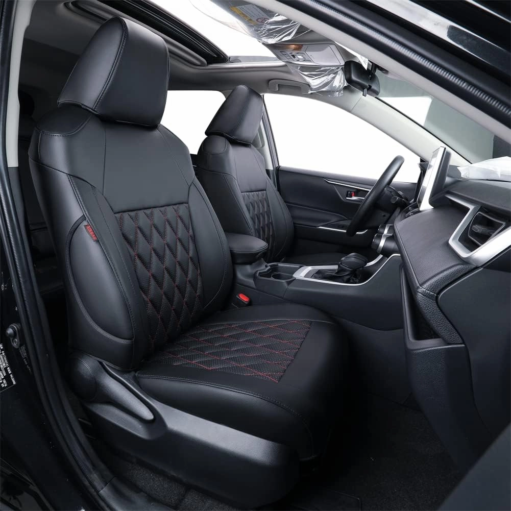 coverdream Corolla Cross Waterproof Leather Seat Covers Custom Fit for 2022-2025 Toyota Corolla Cross L,LE,XLE (Non-Hybrid),Full Coverage,Airbag Compatible Car Seat Protector(Full Set,Red/Black)
