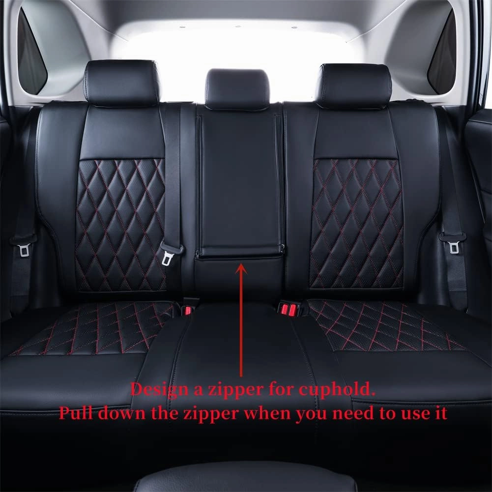 coverdream Corolla Cross Waterproof Leather Seat Covers Custom Fit for 2022-2025 Toyota Corolla Cross L,LE,XLE (Non-Hybrid),Full Coverage,Airbag Compatible Car Seat Protector(Full Set,Red/Black)