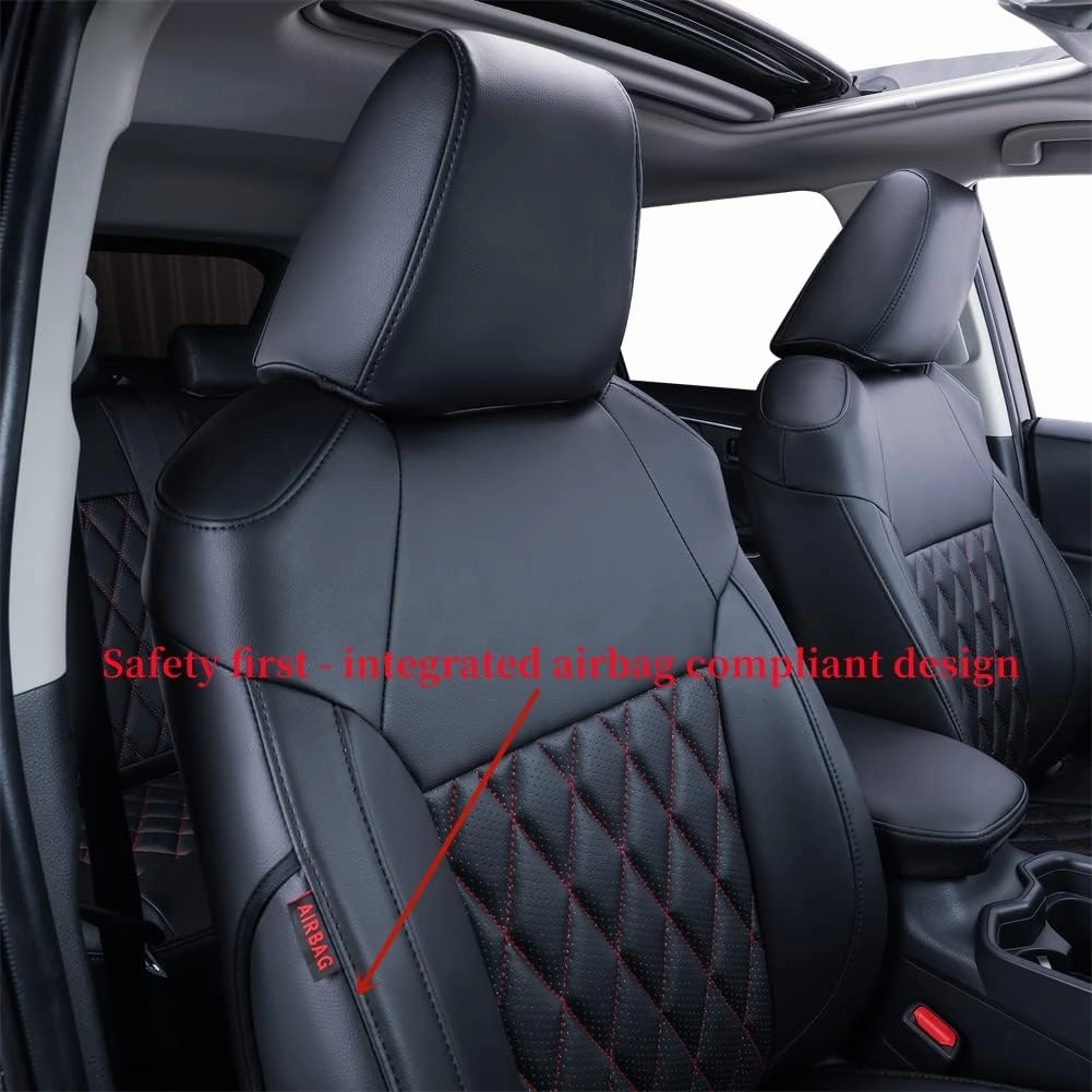 coverdream Corolla Cross Waterproof Leather Seat Covers Custom Fit for 2022-2025 Toyota Corolla Cross L,LE,XLE (Non-Hybrid),Full Coverage,Airbag Compatible Car Seat Protector(Full Set,Red/Black)