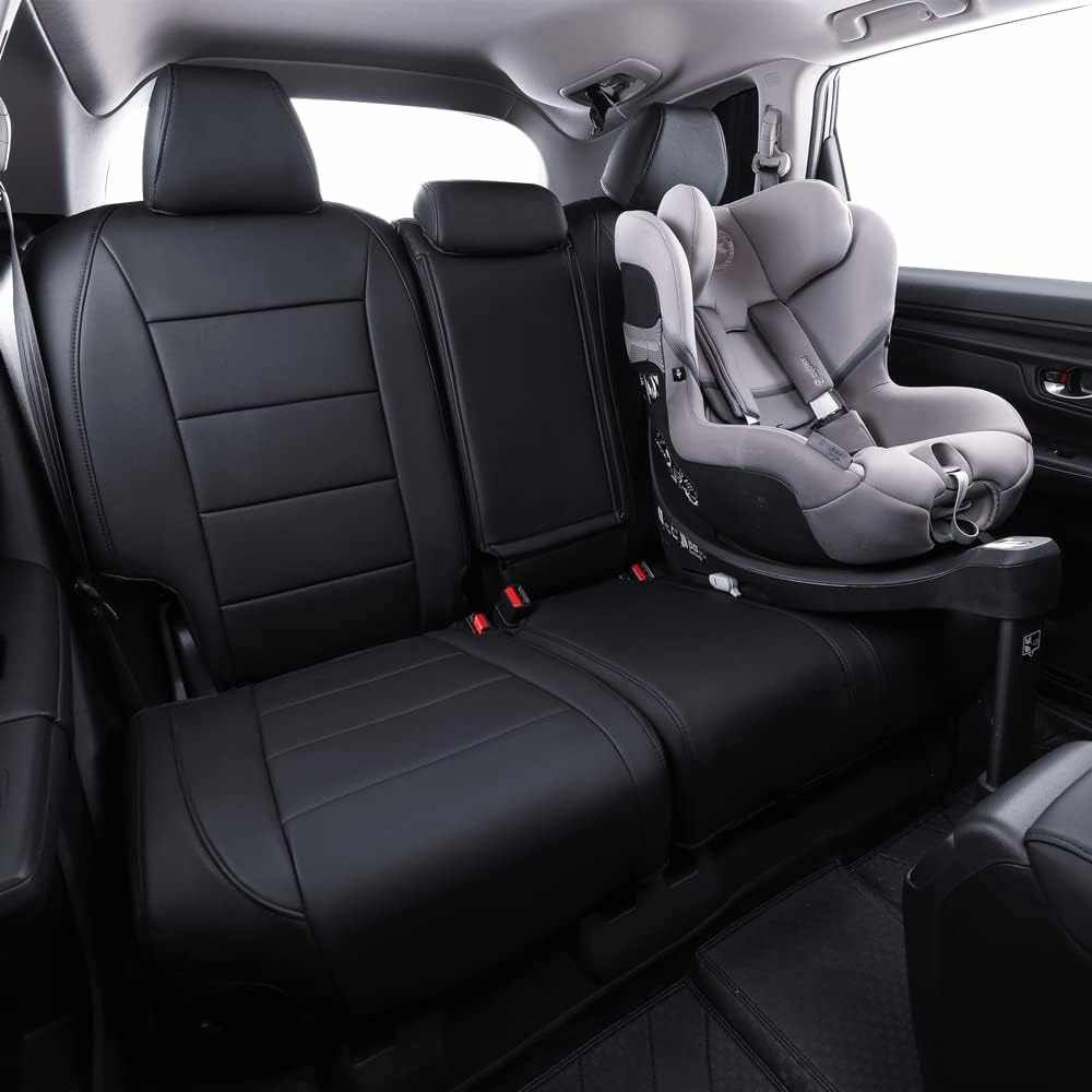 coverdream CRV Leather Seat Covers Custom Fit for 2023 2024 2025 Honda CR-V LX,EX,EX-L,Sport Series,Hybrid,Trailsport,Full Coverage,Airbag Compatible Car Seat Protector (Full Set,Black)