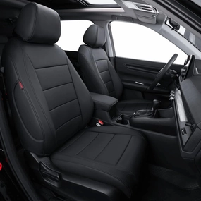 coverdream CRV Leather Seat Covers Custom Fit for 2023 2024 2025 Honda CR-V LX,EX,EX-L,Sport Series,Hybrid,Trailsport,Full Coverage,Airbag Compatible Car Seat Protector (Full Set,Black)