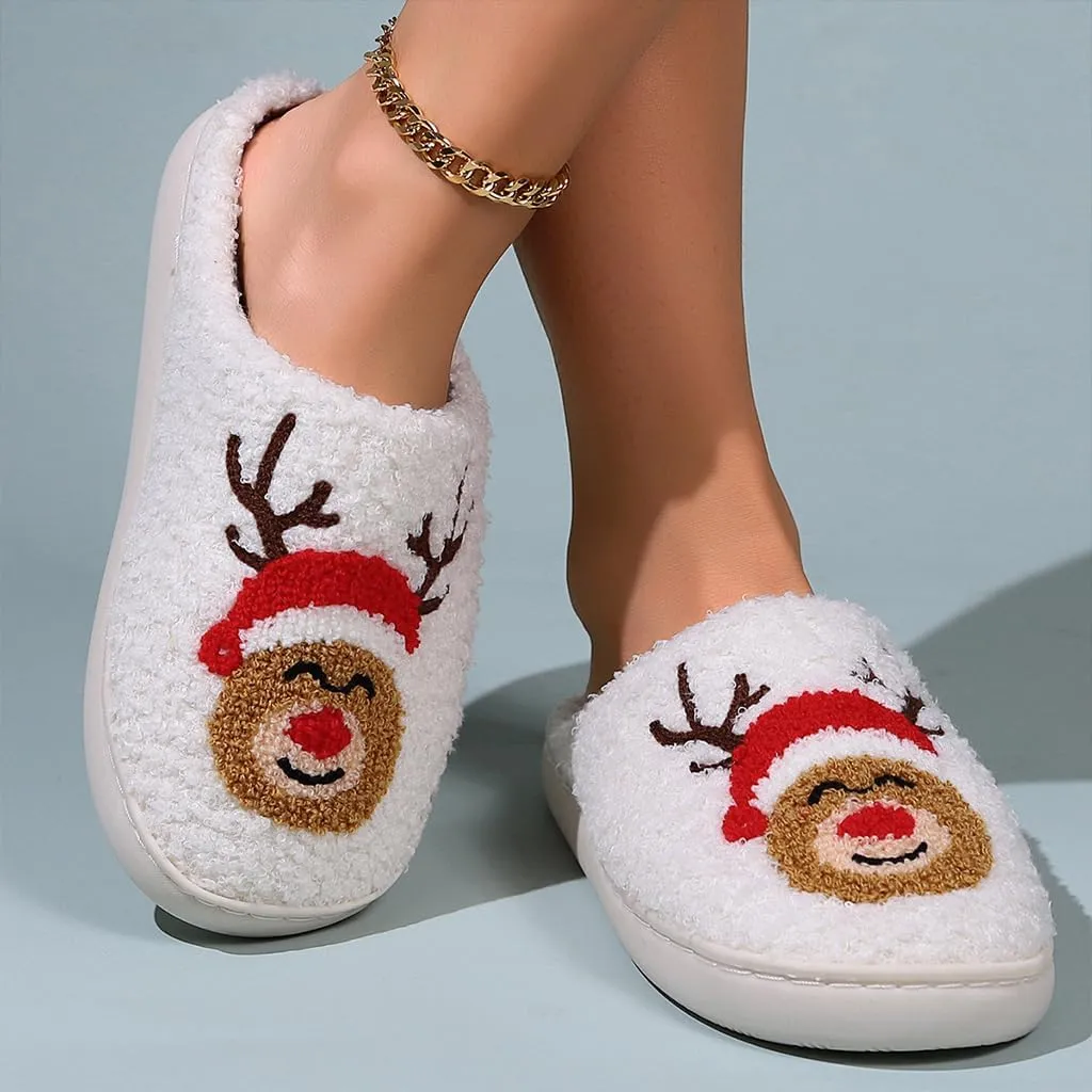 Cozy Furry Slippers for Women & Men, Bear Paw, Cat, Halloween, Christmas Designs, Warm Indoor Non-Slip Winter House Shoes