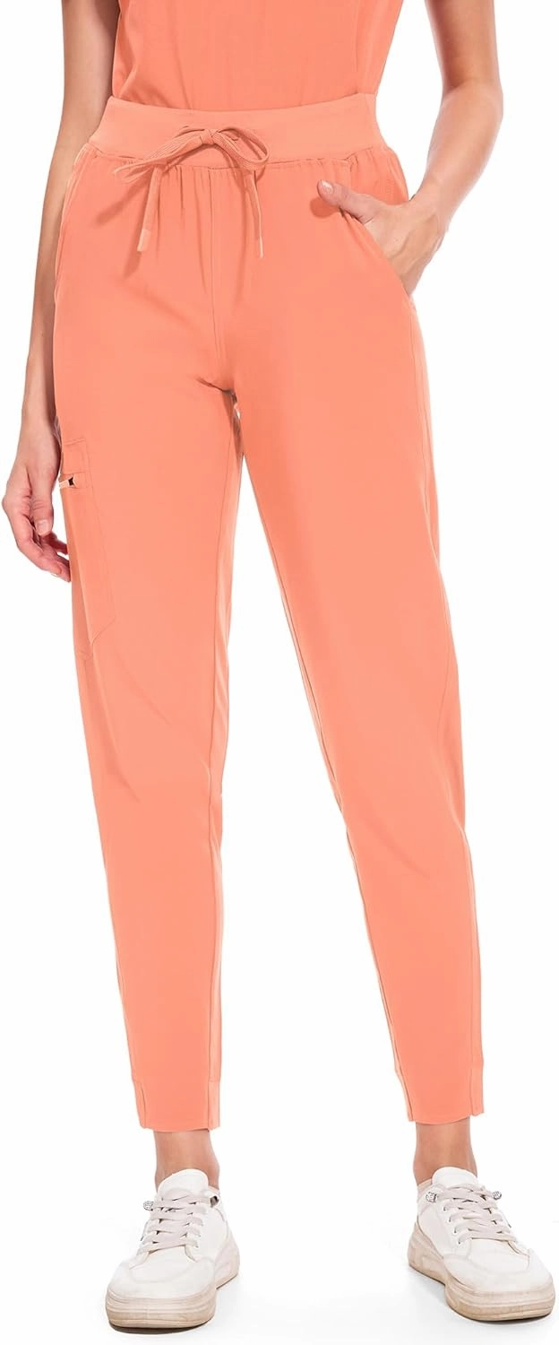 COZYFIT Medical Scrubs for Women Set - Curved V-Neck Scrub Top & Jogger Pants with 8 Pockets