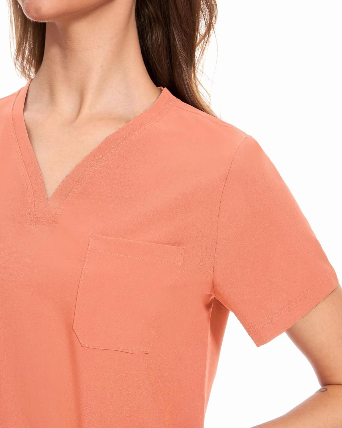 COZYFIT Medical Scrubs for Women Set - Curved V-Neck Scrub Top & Jogger Pants with 8 Pockets