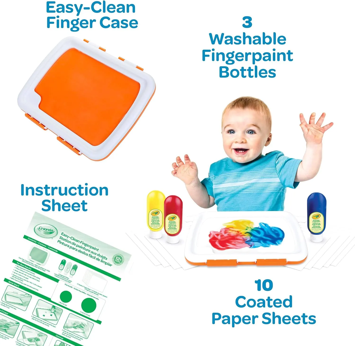 Crayola Mess Free Finger Painting Station, Washable Finger Paint for Toddlers, Arts & Crafts Set, Sensory Activity, Art Travel Toy, Gift for Toddlers, 1 