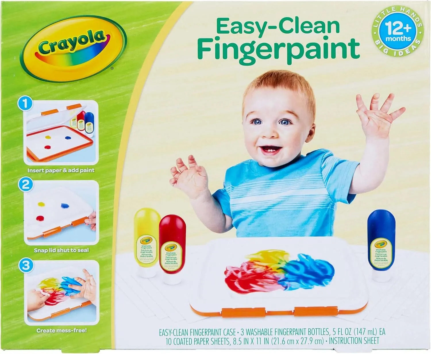 Crayola Mess Free Finger Painting Station, Washable Finger Paint for Toddlers, Arts & Crafts Set, Sensory Activity, Art Travel Toy, Gift for Toddlers, 1 