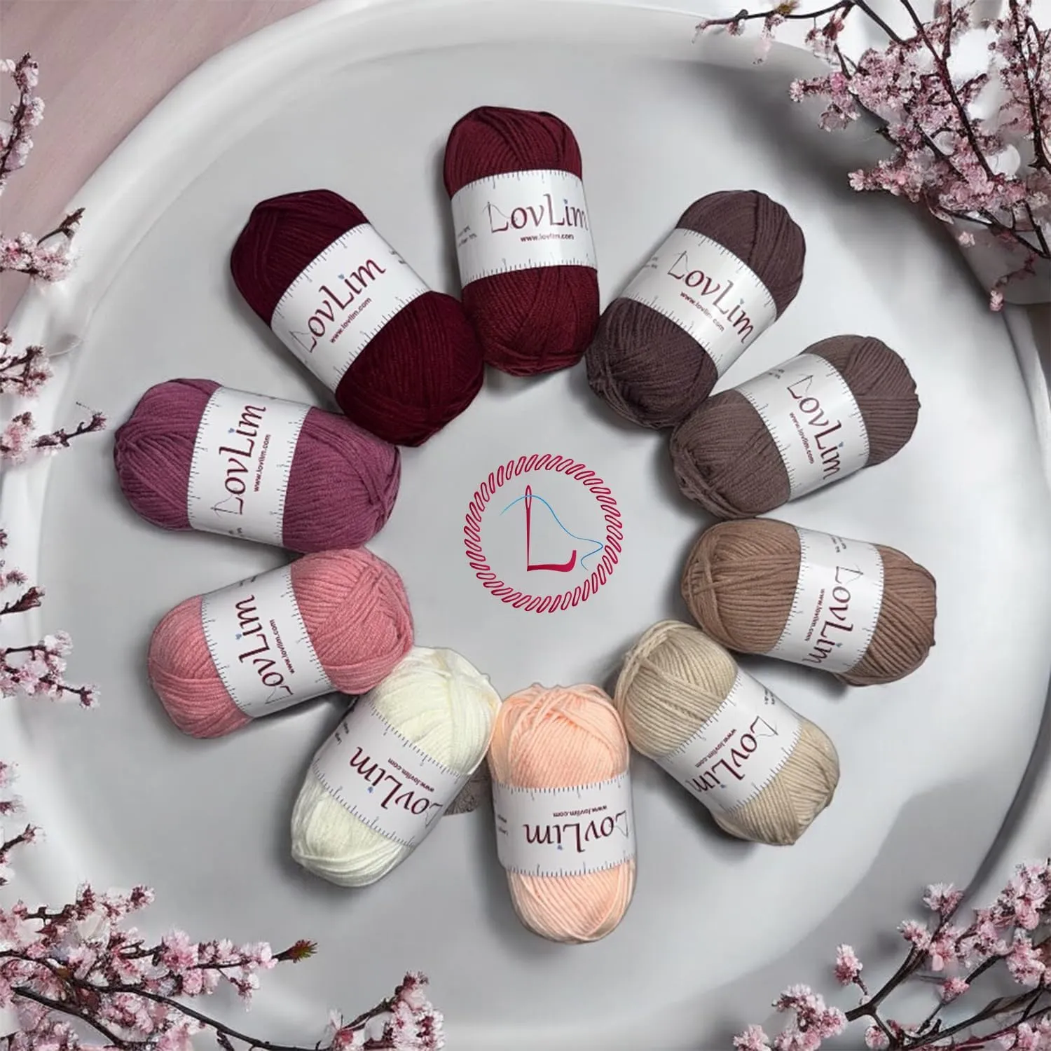 Crochet Yarn, 10x50g Soft Cotton Yarn Skeins, 1200  Yards, for Crochet and Knitting, Free Crochet/Amigurumi Patterns, Craft DK Yarn Perfect Starter Kit (Pinkish_Brown)