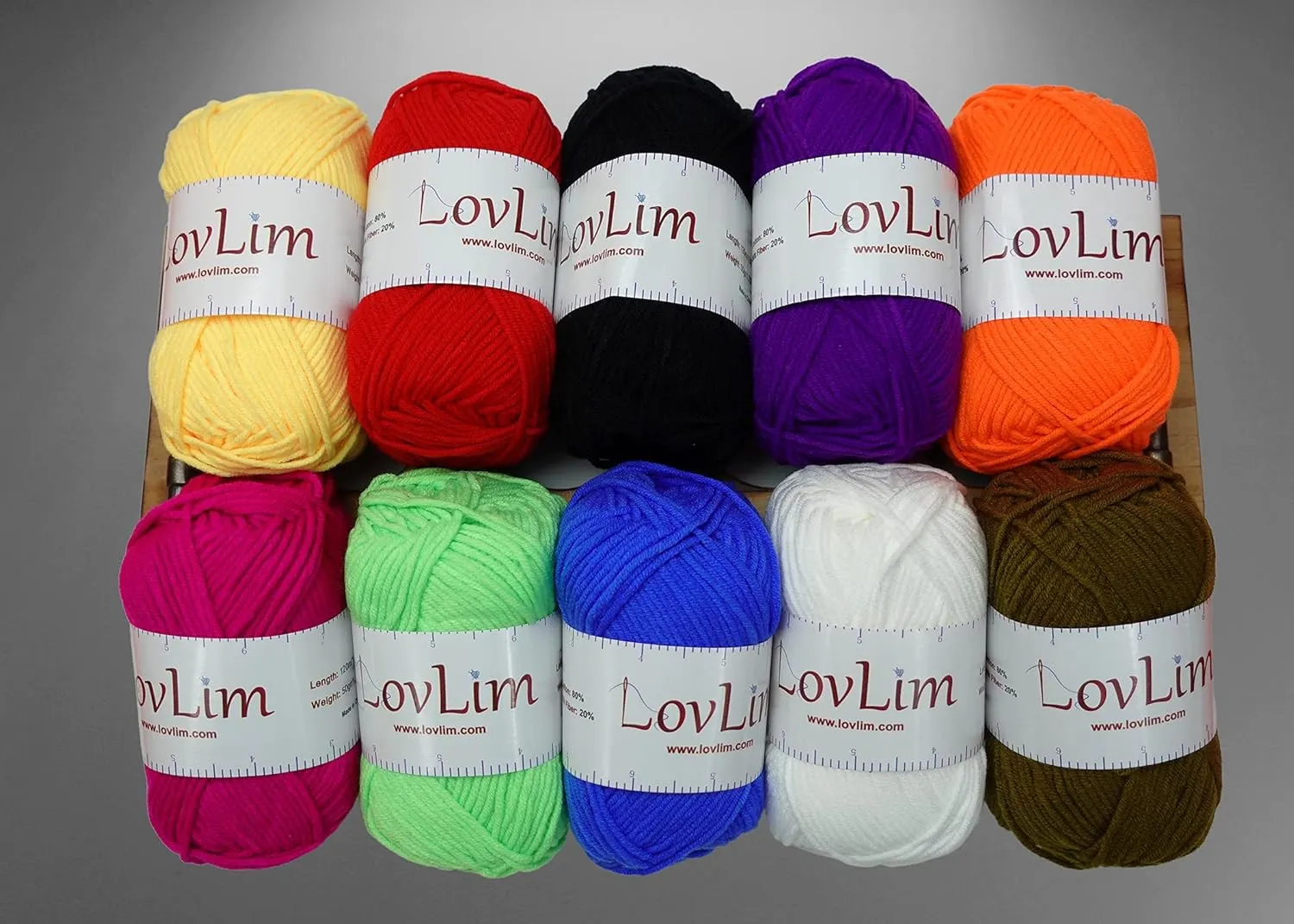Crochet Yarn, 10x50g Soft Cotton Yarn Skeins, 1200  Yards, for Crochet and Knitting, Free Crochet/Amigurumi Patterns, Craft DK Yarn Perfect Starter Kit (Rainbow)