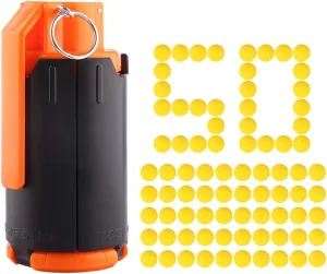 CS Plastic Grenade Toy, Tactical Plastic Modified Crystal Water Bullet Bomb with 50PCS Rounds Refill Bullet Balls Ammo - (Light Blue)