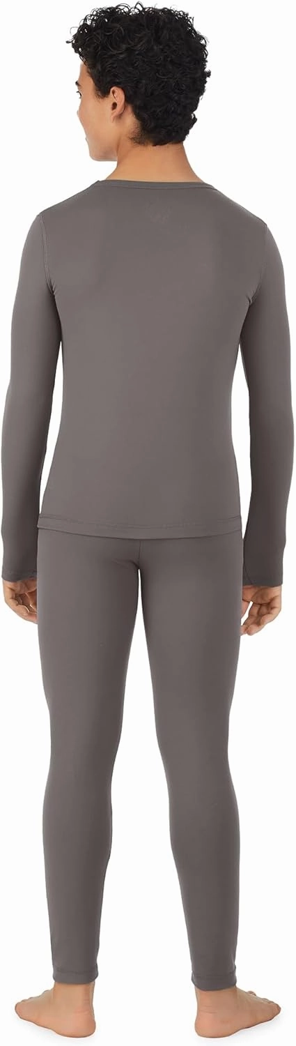 Cuddl Duds Boys Cold Weather Fleece-Lined Thermal Underwear 2-Piece Set - Kids Long Sleeve Top and Leggings Long Johns