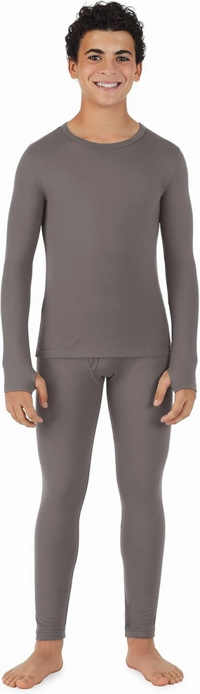 Cuddl Duds Boys Cold Weather Fleece-Lined Thermal Underwear 2-Piece Set - Kids Long Sleeve Top and Leggings Long Johns