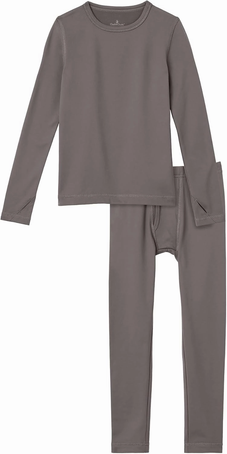 Cuddl Duds Boys Cold Weather Fleece-Lined Thermal Underwear 2-Piece Set - Kids Long Sleeve Top and Leggings Long Johns