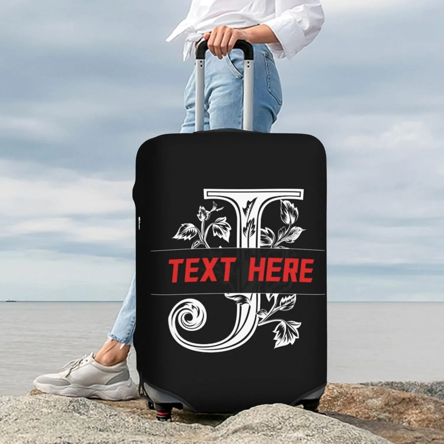 Custom Name Design Travel Luggage Suitcase Cover, Pattern Print with Name Text Washable Suitcase S - Fits 18-21 inch luggage(No Suitcase)