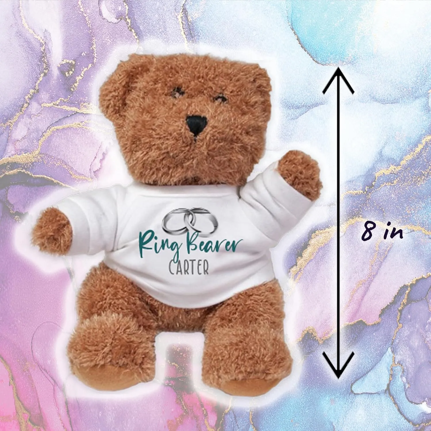 Custom Teddy Bear or Elephant Plush Stuffed Animal Toy With White Shirt, Personalized Photo Picture & Text Gift, Soft Cuddly Gift For Any Occasion - 8.5 inch (Bear)