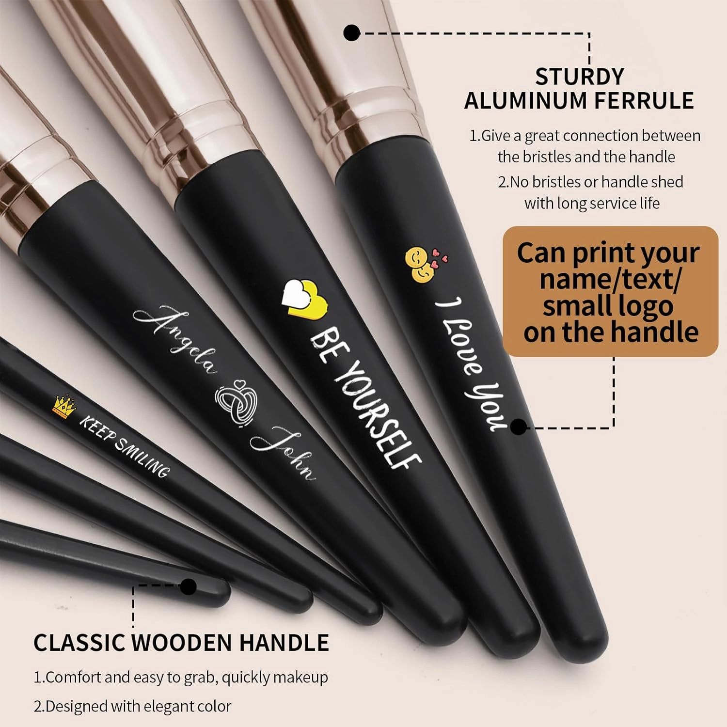 Customizable Makeup Brushes with Your Text Logo,29 Pcs Makeup Kit, Multi-functional Makeup Tool Set with Personalized Makeup Brush Cosmetic Bag Powder Puffs Make up Brushes Set,Blackgold, 29 PCS Set