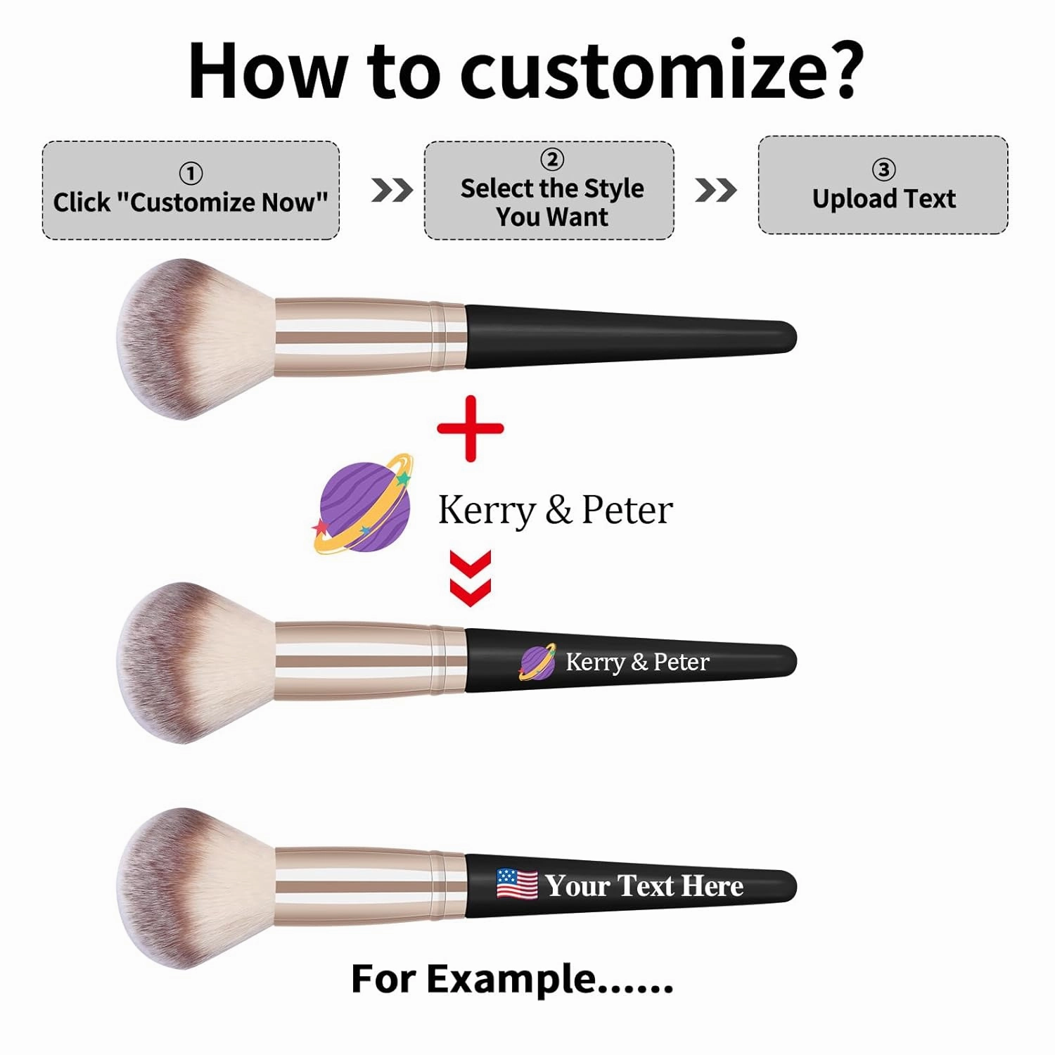 Customizable Makeup Brushes with Your Text Logo,29 Pcs Makeup Kit, Multi-functional Makeup Tool Set with Personalized Makeup Brush Cosmetic Bag Powder Puffs Make up Brushes Set,Blackgold, 29 PCS Set