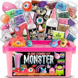 Cute Toy Monster Slime Kit for Girls Ages 6-12, FunKidz Glow in Dark Slime Making Kit for Kids Make Soft Slime Balls with Photochromic Powder Kid Ideal Party Gifts
