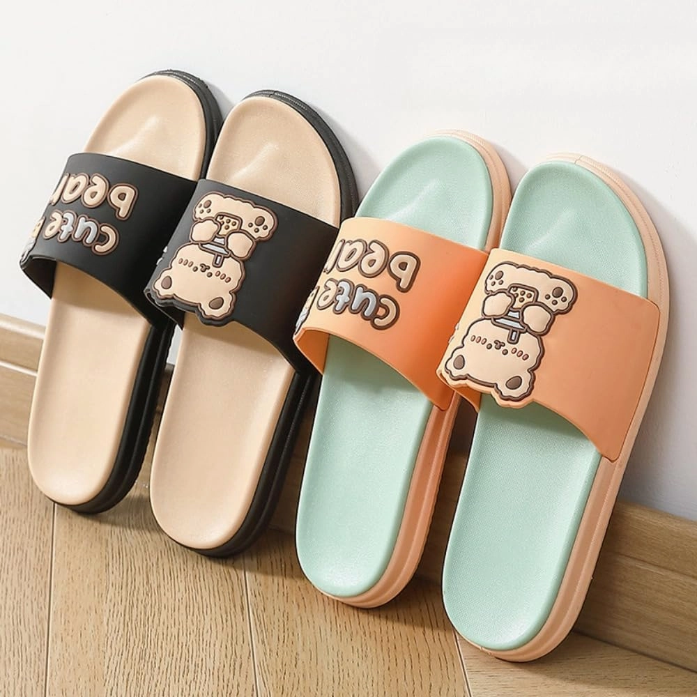 Cute Bear Slippers for Women Summer Feeling Soft Platform Non-Slip Sandals Antislip Indoor Outdoor Slippers Kawaii Gifts for Women Men
