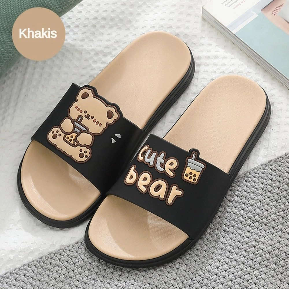 Cute Bear Slippers for Women Summer Feeling Soft Platform Non-Slip Sandals Antislip Indoor Outdoor Slippers Kawaii Gifts for Women Men