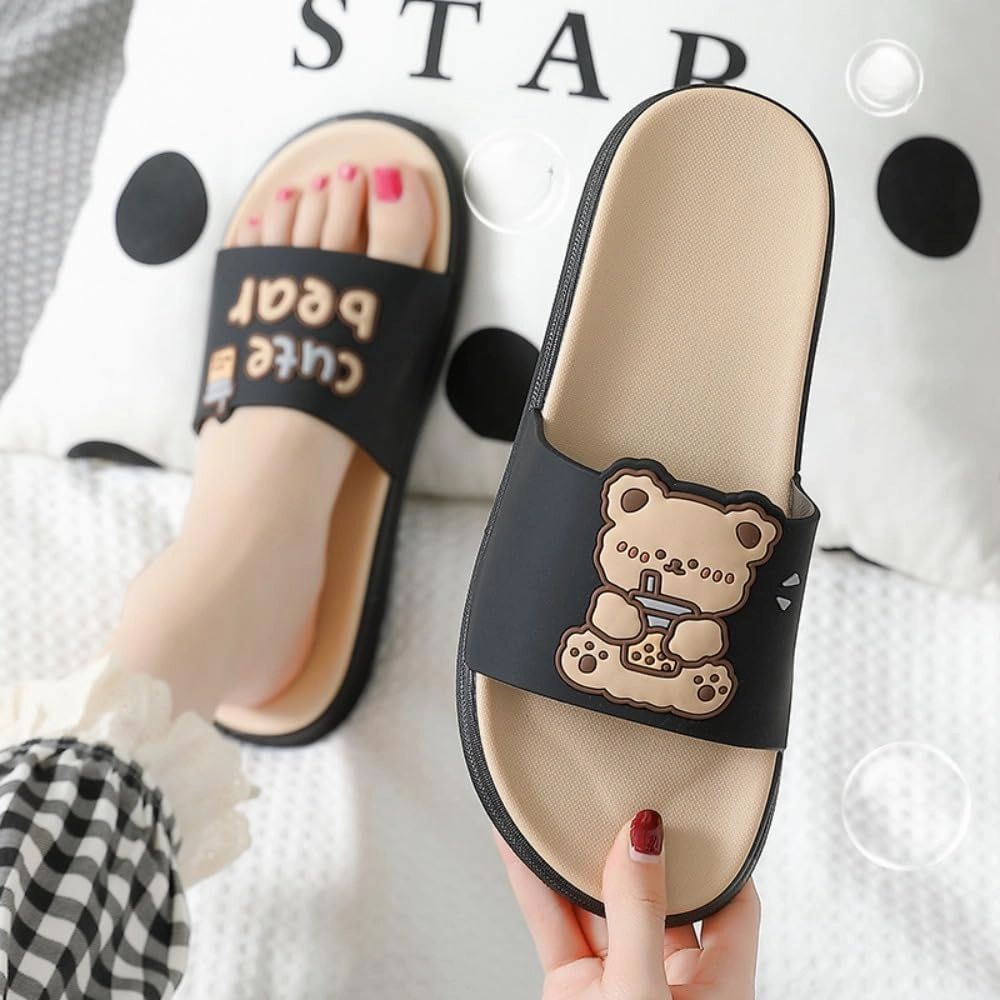 Cute Bear Slippers for Women Summer Feeling Soft Platform Non-Slip Sandals Antislip Indoor Outdoor Slippers Kawaii Gifts for Women Men