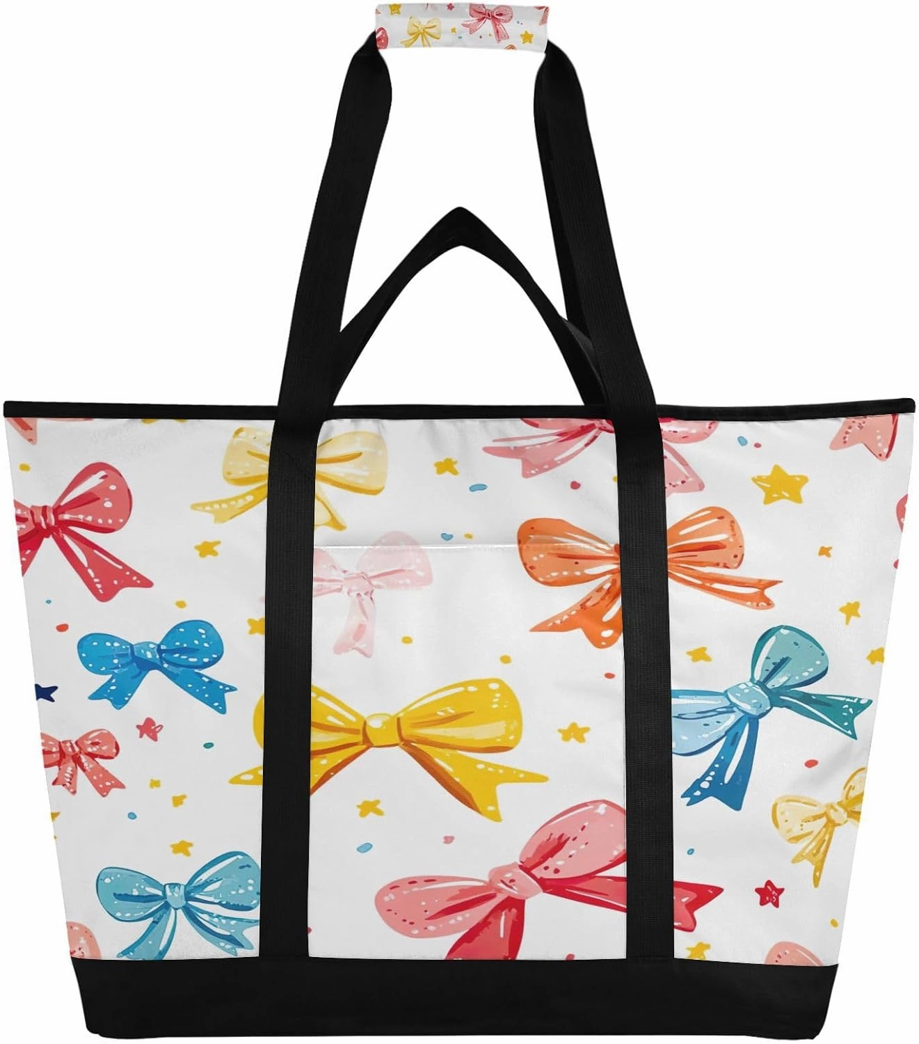 Cute Bow Tie Reusable Insulated Lunchbox Cooler Bag, Leakproof Kitchen Grocery Bag Collapsible Portable Cooler Tote Bag for Picnic, Camping, Office, Travel