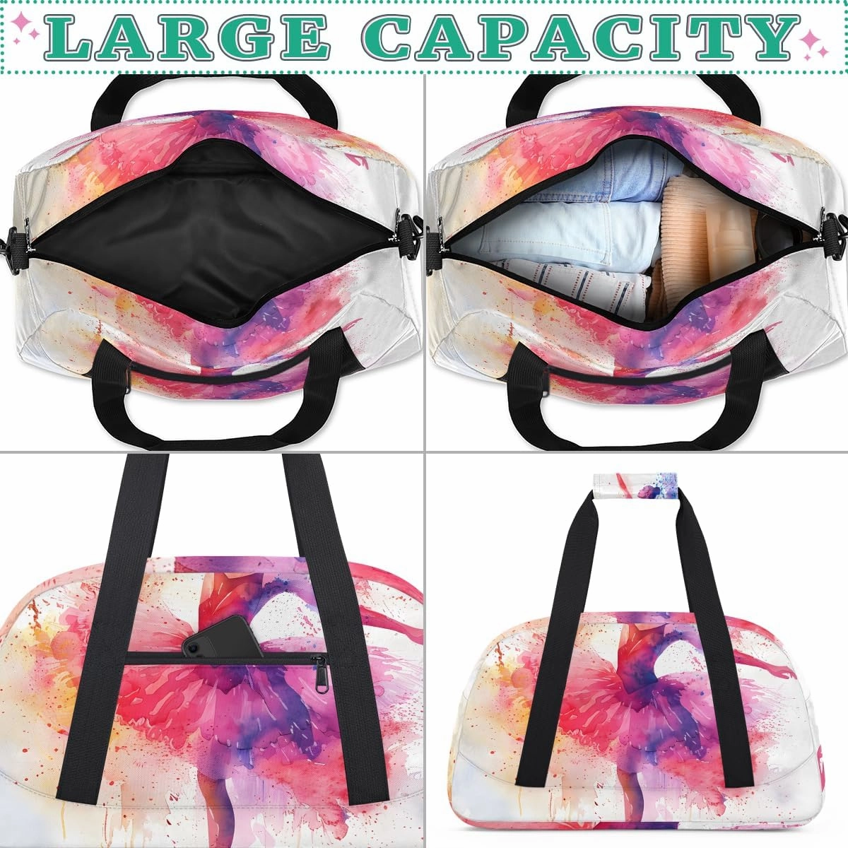 Cute Character Girl Kids Overnighter Duffel Bags for Boys, Carry-On Size Sports Gym Bag with Front Zipper Pocket for School Practice or Overnight Travel Weekender Sleepover Tote Bag
