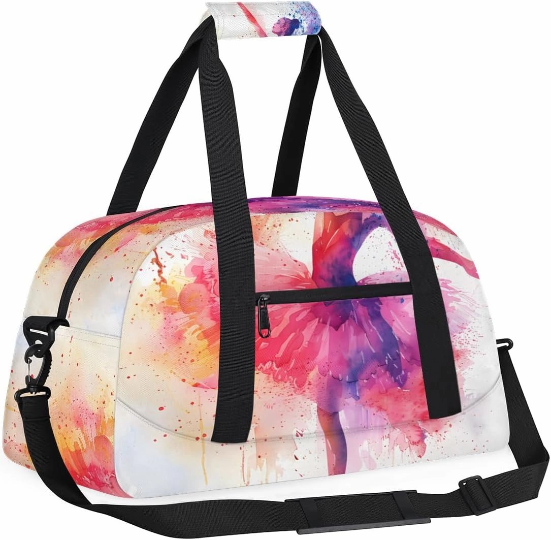 Cute Character Girl Kids Overnighter Duffel Bags for Boys, Carry-On Size Sports Gym Bag with Front Zipper Pocket for School Practice or Overnight Travel Weekender Sleepover Tote Bag