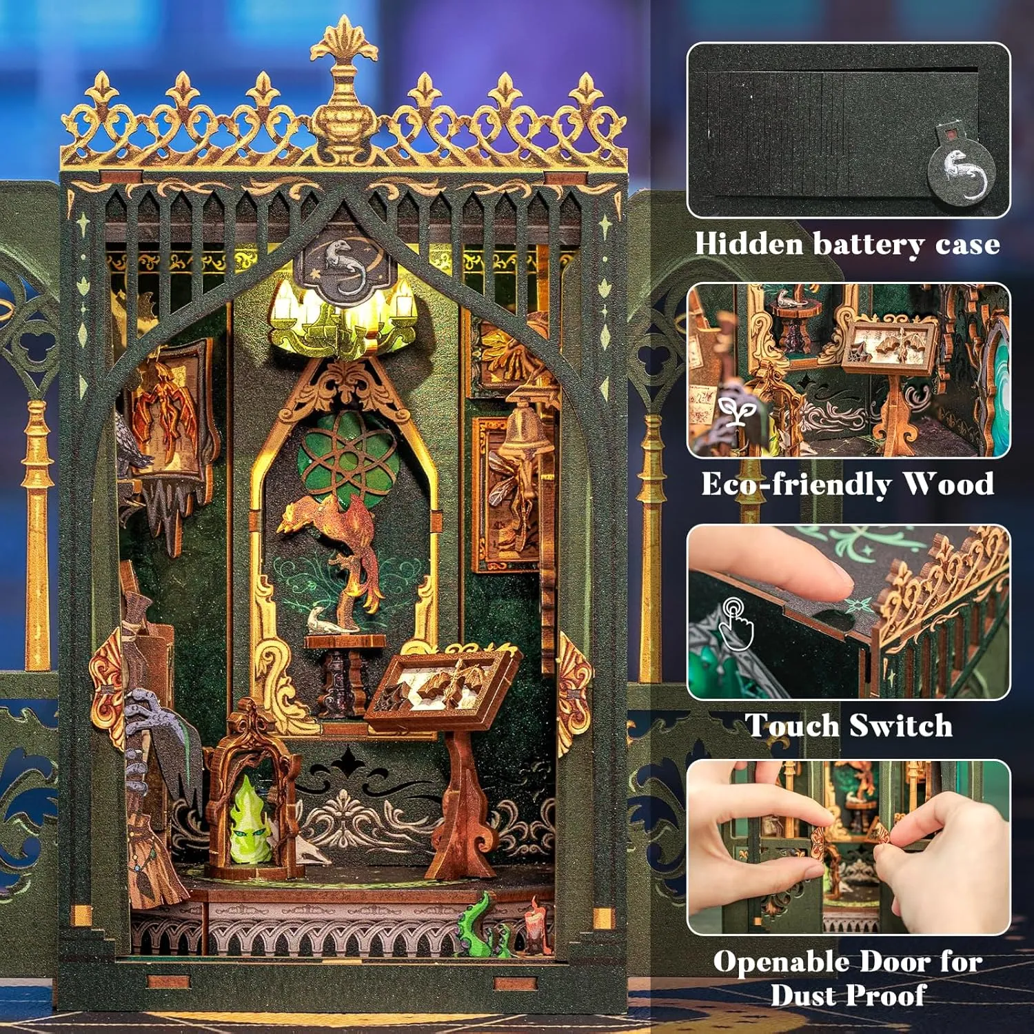 CUTEBEE Book Nook Kit - DIY Miniature House Kit for Beginners, Adults and Teens, Booknook Dollhouse Tiny House Bookshelf Decor 3D Wooden Puzzle Gifts for Family and Friends (The Darkness Herbarium)