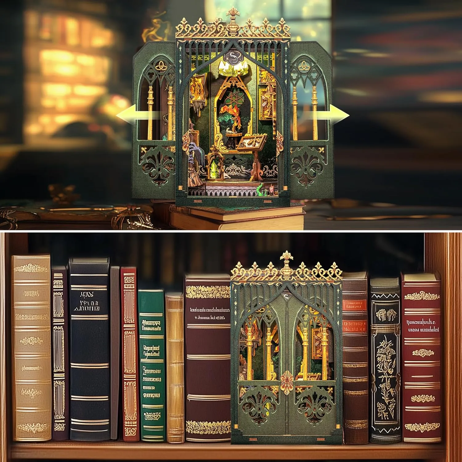 CUTEBEE Book Nook Kit - DIY Miniature House Kit for Beginners, Adults and Teens, Booknook Dollhouse Tiny House Bookshelf Decor 3D Wooden Puzzle Gifts for Family and Friends (The Darkness Herbarium)