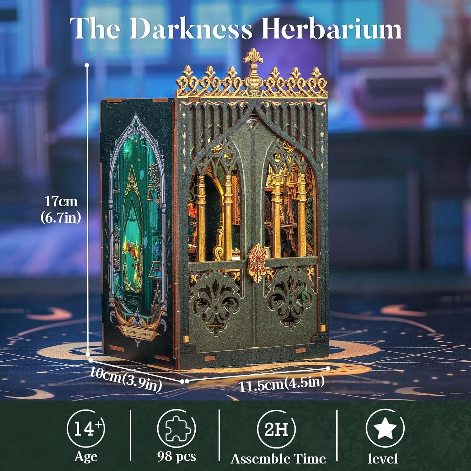 CUTEBEE Book Nook Kit - DIY Miniature House Kit for Beginners, Adults and Teens, Booknook Dollhouse Tiny House Bookshelf Decor 3D Wooden Puzzle Gifts for Family and Friends (The Darkness Herbarium)