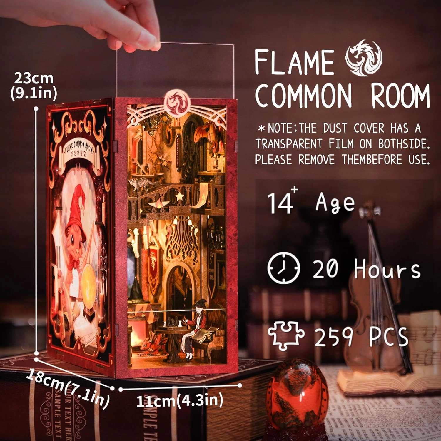 CUTEBEE Book Nook Kit - DIY Miniature House Dollhouse Kit for Adult and Teens, Booknook Bookshelf Decor Alley Model Build with LED Light, Gifts for Family and Friends