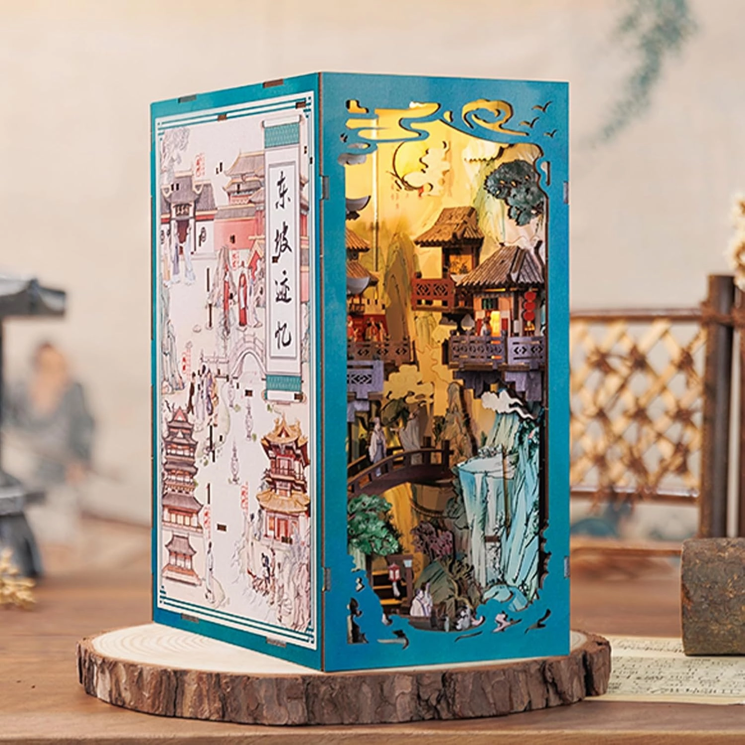 CUTEBEE Book Nook Kit - DIY Miniature House Dollhouse Kit for Adult and Teens, Booknook Bookshelf Decor Alley Model Build with LED Light, Gifts for Family and Friends