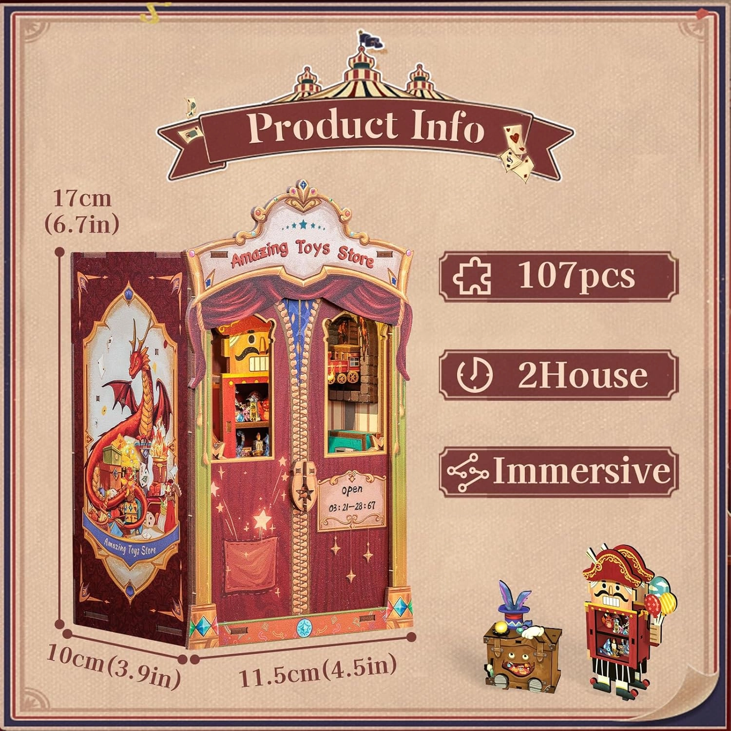 CUTEBEE Book Nook Kit - DIY Miniature House Dollhouse Kit for Adult and Teens, Booknook Bookshelf Decor Alley Model Build with LED Light, Gifts for Family and Friends (Amazing Toys Store)