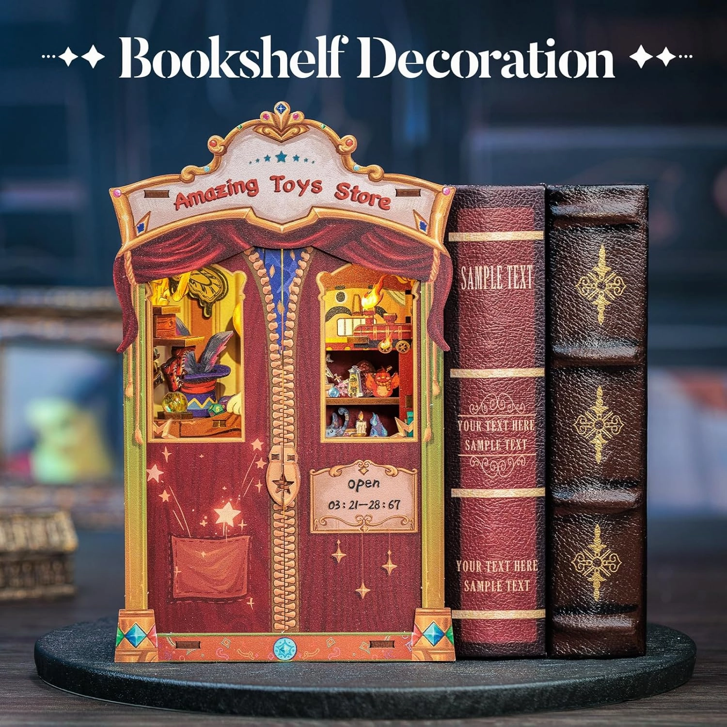 CUTEBEE Book Nook Kit - DIY Miniature House Dollhouse Kit for Adult and Teens, Booknook Bookshelf Decor Alley Model Build with LED Light, Gifts for Family and Friends (Amazing Toys Store)