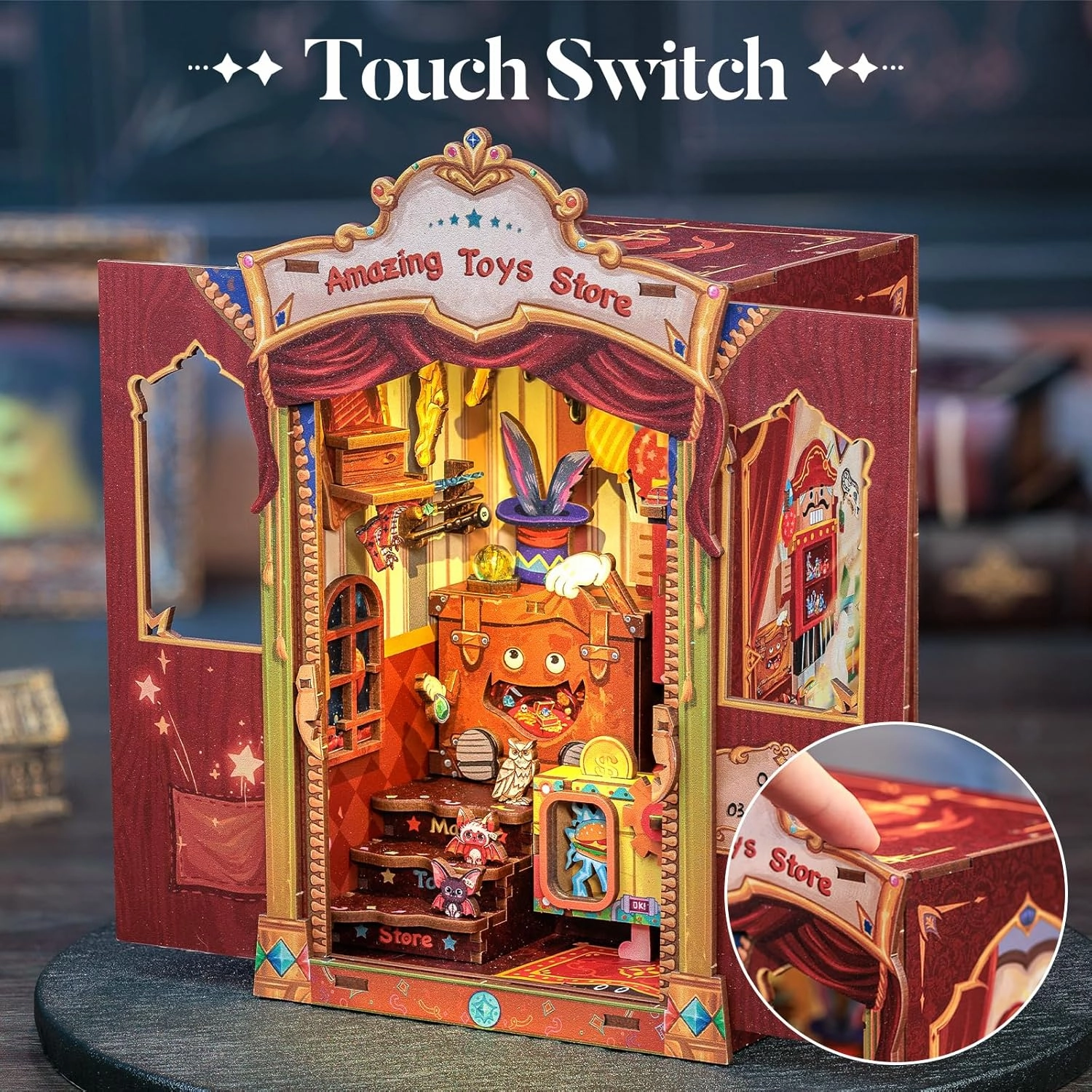 CUTEBEE Book Nook Kit - DIY Miniature House Dollhouse Kit for Adult and Teens, Booknook Bookshelf Decor Alley Model Build with LED Light, Gifts for Family and Friends (Amazing Toys Store)