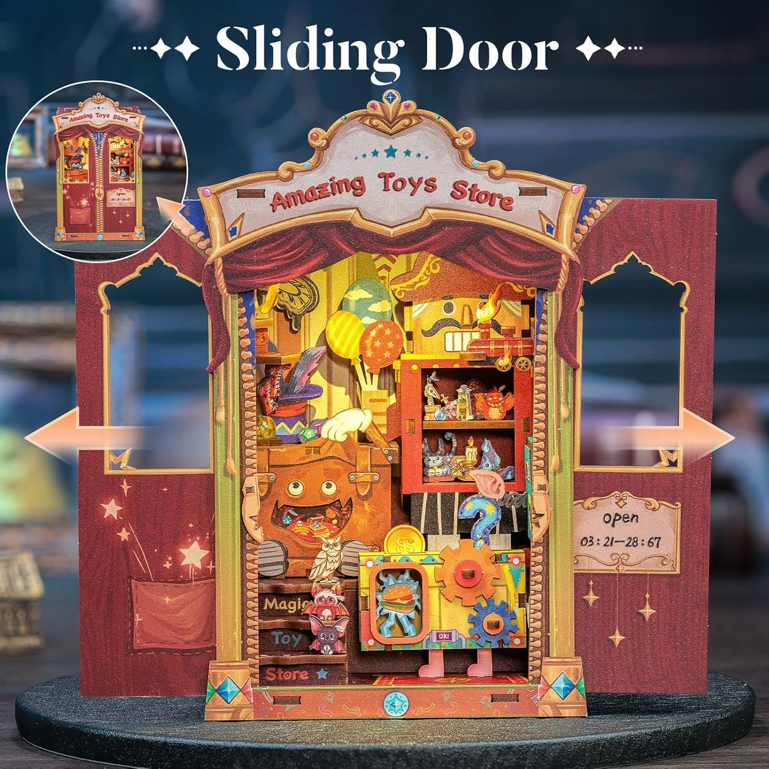 CUTEBEE Book Nook Kit - DIY Miniature House Dollhouse Kit for Adult and Teens, Booknook Bookshelf Decor Alley Model Build with LED Light, Gifts for Family and Friends (Amazing Toys Store)