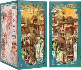 CUTEBEE Book Nook Kit - DIY Miniature House Dollhouse Kit for Adult and Teens, Booknook Bookshelf Decor Alley Model Build with LED Light, Gifts for Family and Friends
