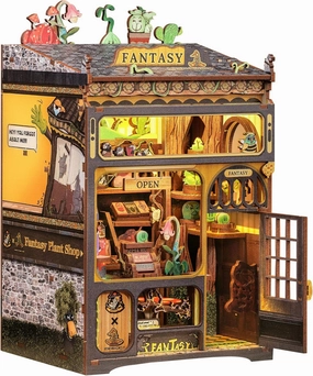 CUTEBEE Book Nook Kit - DIY Miniature House Kit for Beginners, Adults and Teens, Booknook Dollhouse Tiny House Bookshelf Decor 3D Wooden Puzzle Gifts for Family and Friends (Fantasy Plant Shop)
