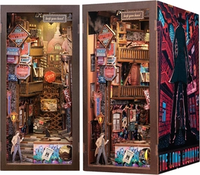 Cutefun Book Nook Kit, DIY Miniature House Kit for Teens, Book Nook Kits for Adults, Wooden Dollhouse for Bookshelf Decor, Model Building Creativity Gifts for Family & Friends（The Long Goodbye）