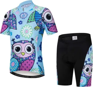 Cycling Jersey Shorts Set Padded Suit Kid's Bicycle Tops Shirt Mountain Bike Riding