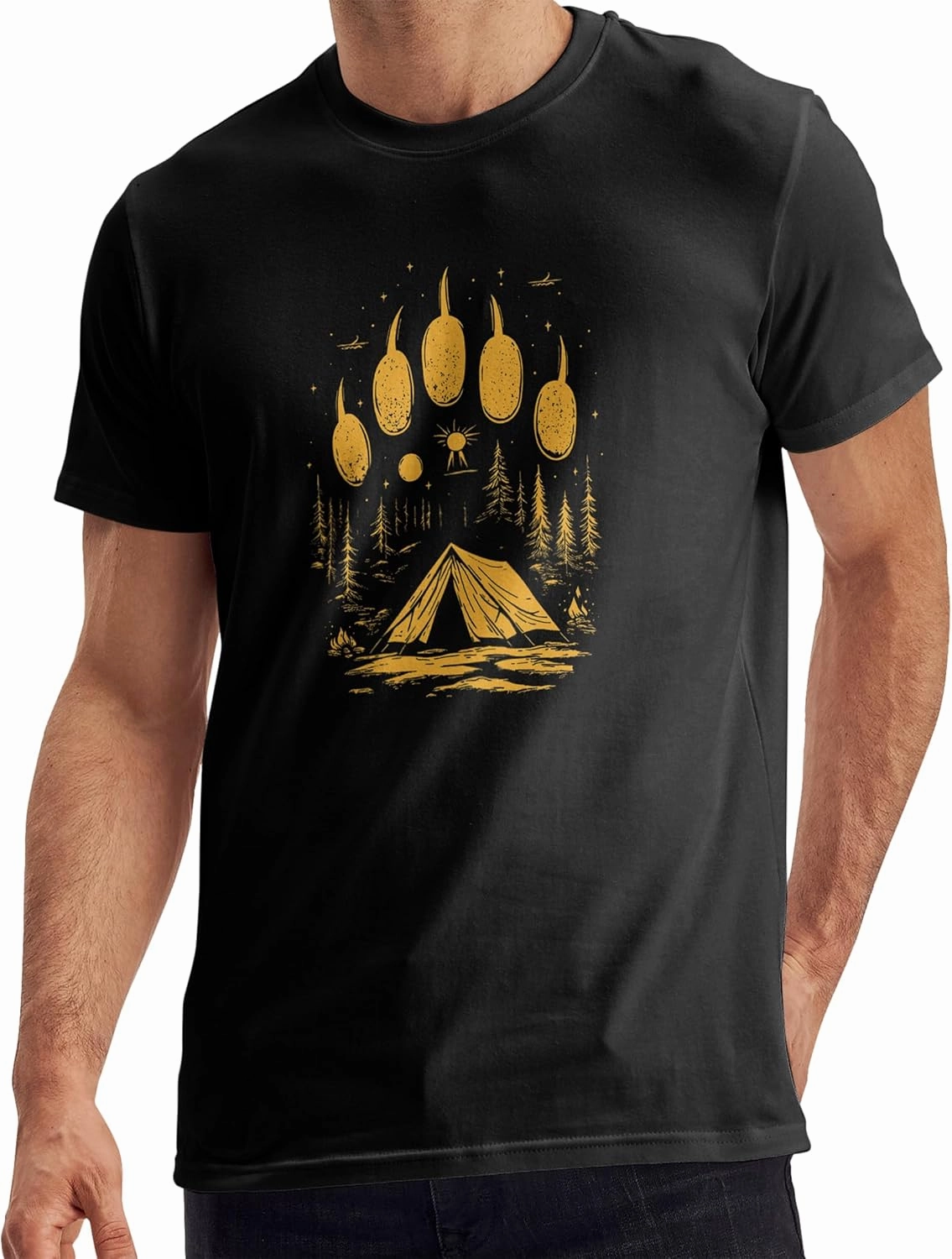 Dad Camping Shirt with Bear Paw Print Gifts for Men Husband Boyfriend Father’s Day Birthday Outdoor T-Shirts