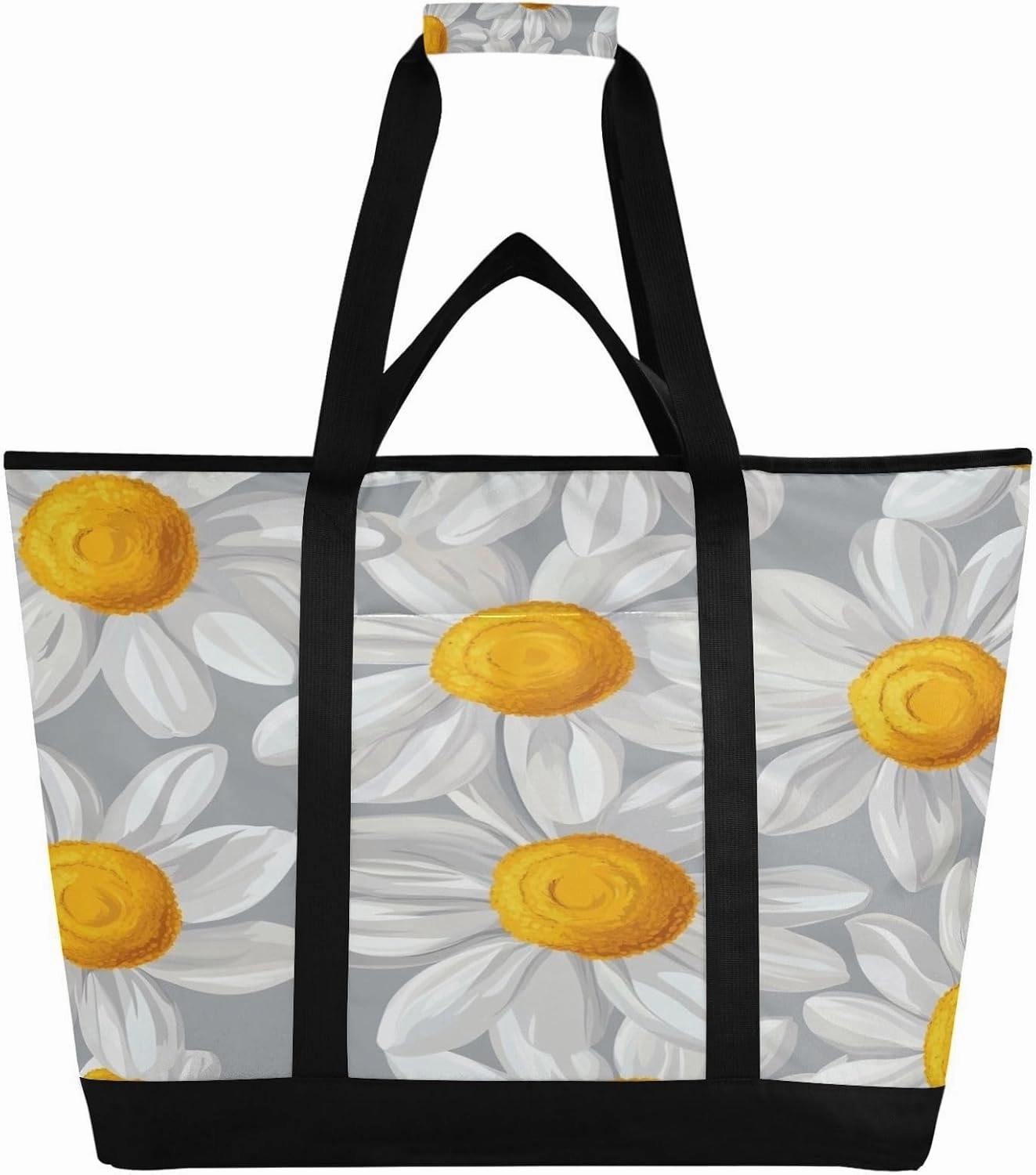 Daisy Reusable Insulated Lunchbox Cooler Bag, Leakproof Kitchen Grocery Bag Collapsible Portable Cooler Tote Bag for Picnic, Camping, Office, Travel