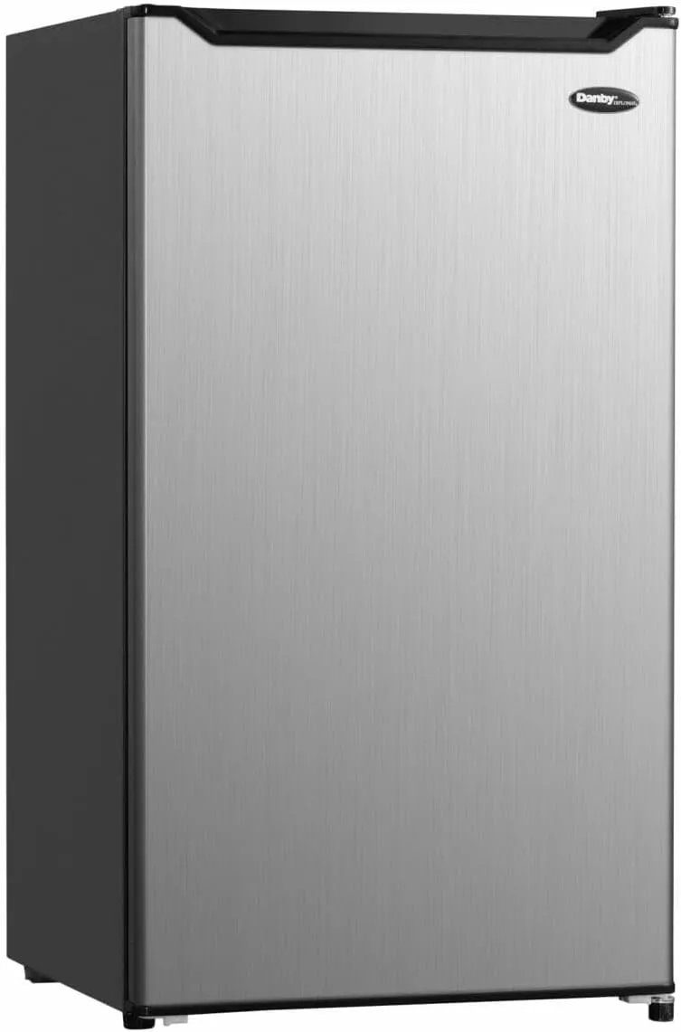 Danby DCR044B1SLM-6 4.4 Cu.Ft. Compact Refrigerator with Chiller-Mini Fridge for Bar, Dorm, Basement, Den, Kitchen, or Living Room, Stainless Steel