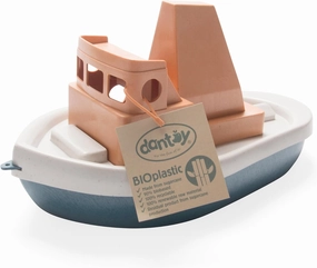 Dantoy: BIO Tuff Tuff Boat - Peach & Blue Toy Tug Boat, Indoor & Outdoor Play, Bath-Beach-Backyard-Water, Recycled Plastic, Kids & Toddlers Ages 2 