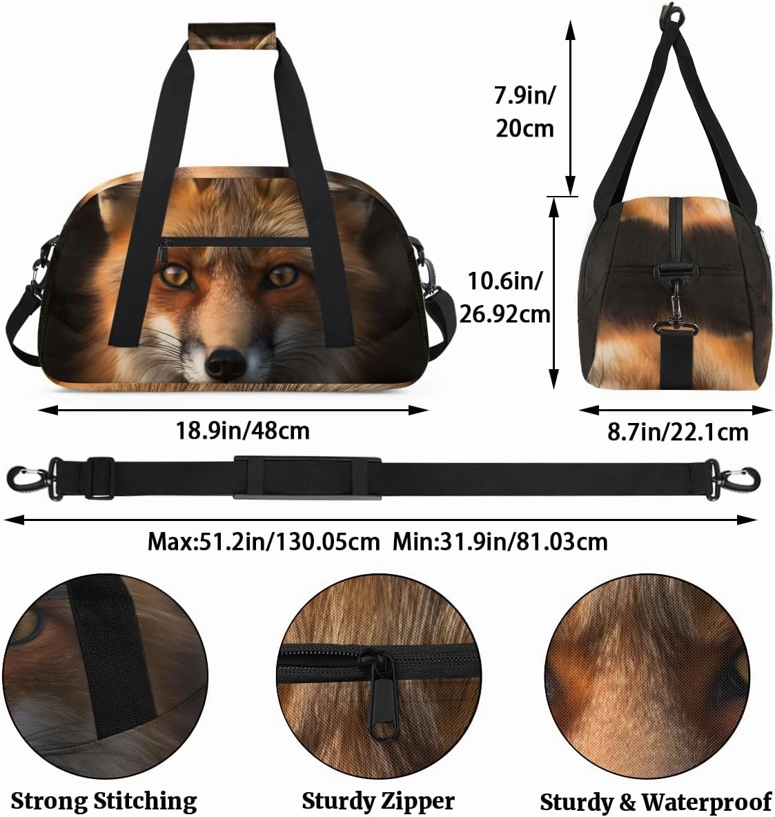Deep Forest Animal Fox Kids Overnighter Duffel Bags for Boys, Carry-On Size Sports Gym Bag with Front Zipper Pocket for School Practice or Overnight Travel Weekender Sleepover Tote Bag